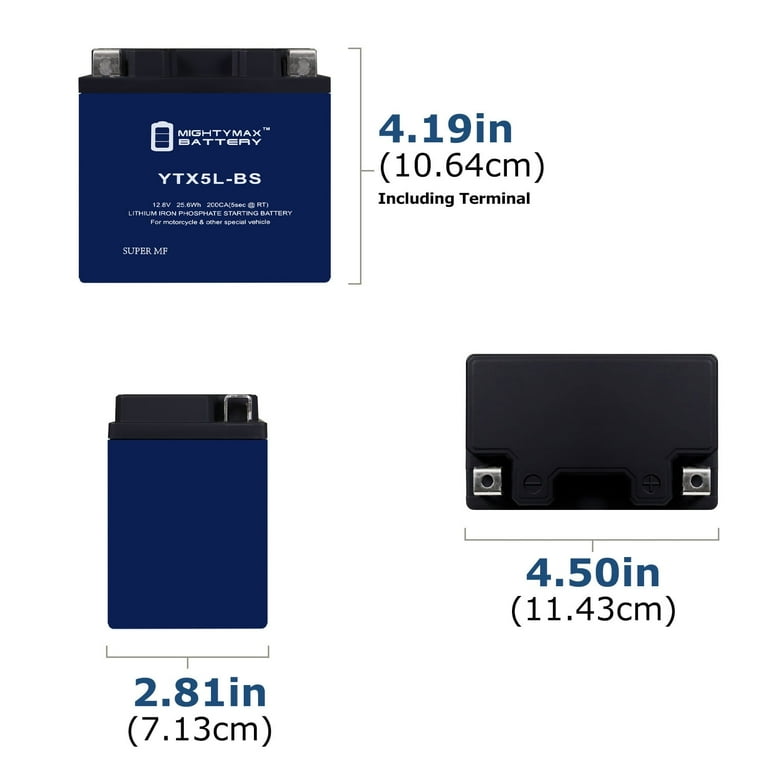 YTX5L-BS Lithium Replacement Battery Compatible with Honda