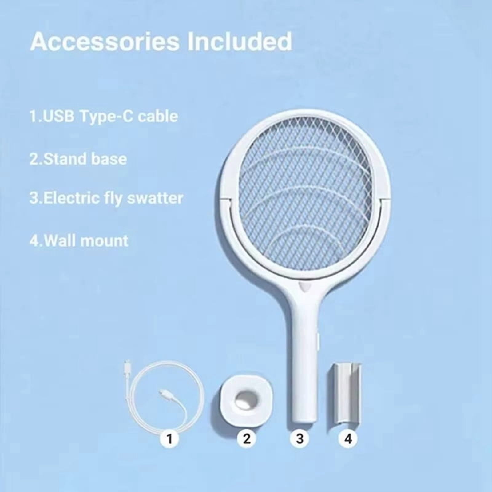 5 in 1 Fast Charging Racket Lure Fly Bug Safety Insulated Battery Powered Lamp ABS Adjustable Electric Mosquito Swatter