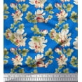 thumbnail image 1 of Soimoi Tissu de Velours Feuilles & Magnolia Imprimé Floral 1 Yard 58 Inch Wide, 1 of 5
