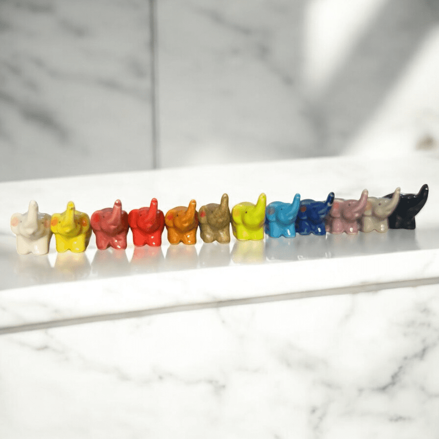 12-Piece Ceramic Elephant Incense Holder Set – Assorted Colors