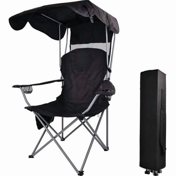 PUKNLY Camp Chair with Canopy & Carrying Bag - Multicolor Folding Recliner for Beach, Garden, Fishing and Outdoor Relaxation