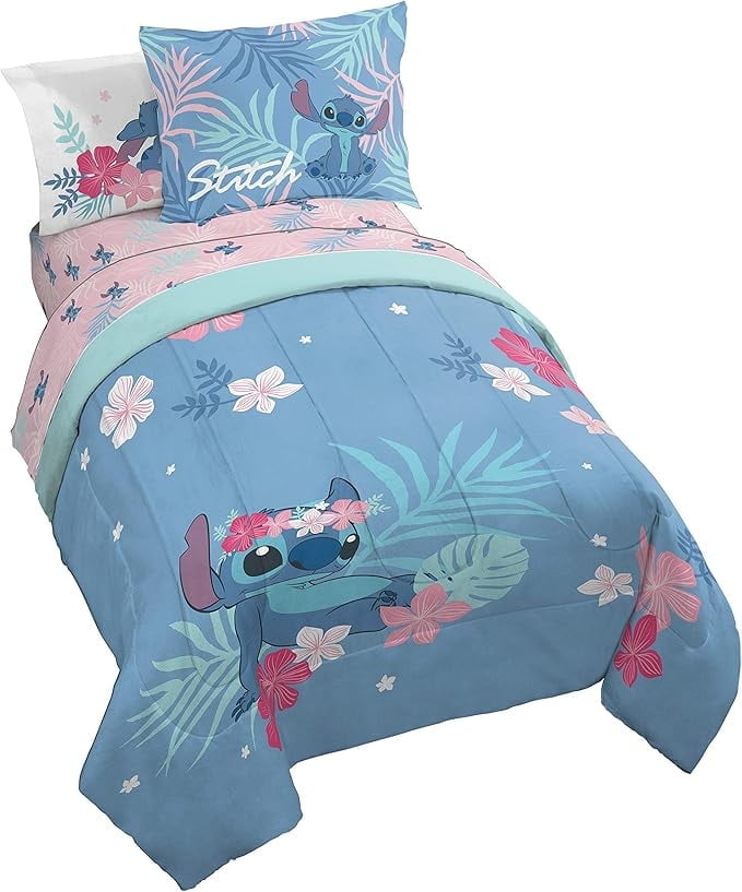 Lilo & Stitch Paradise Dream 3 Piece Full Size Comforter Set with Shams – Kids Bedding