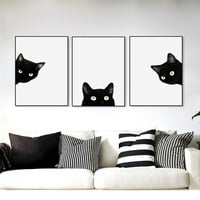 Canvas Wall Art Product Image 12queen 3pcs Set Cute Black Cats Canvas Frameless Painting Wall Art Home Room Decor