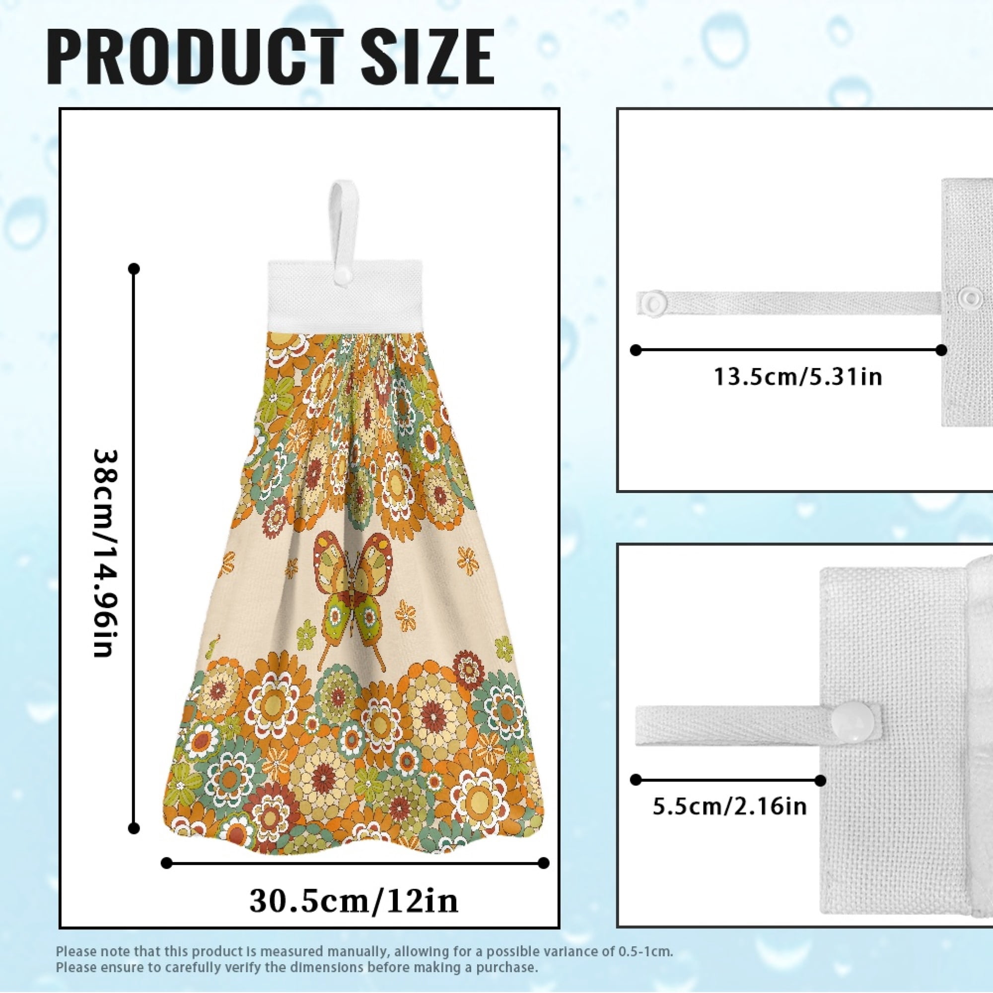 SEANATIVE Butterfly Hand Towels for Bathroom Mandala Hand Towel with Button Loop Highly Absorbent Tie Towel Fast Drying Hang Towel Gym Hotel Spa Hand Drying Puff Washable Dish Wipe Cloth 2 Pcs