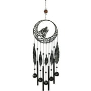 VP Home Tribal Wolf Dreamcatcher Outdoor Garden Decor Wind Chime (Rustic Charcoal)