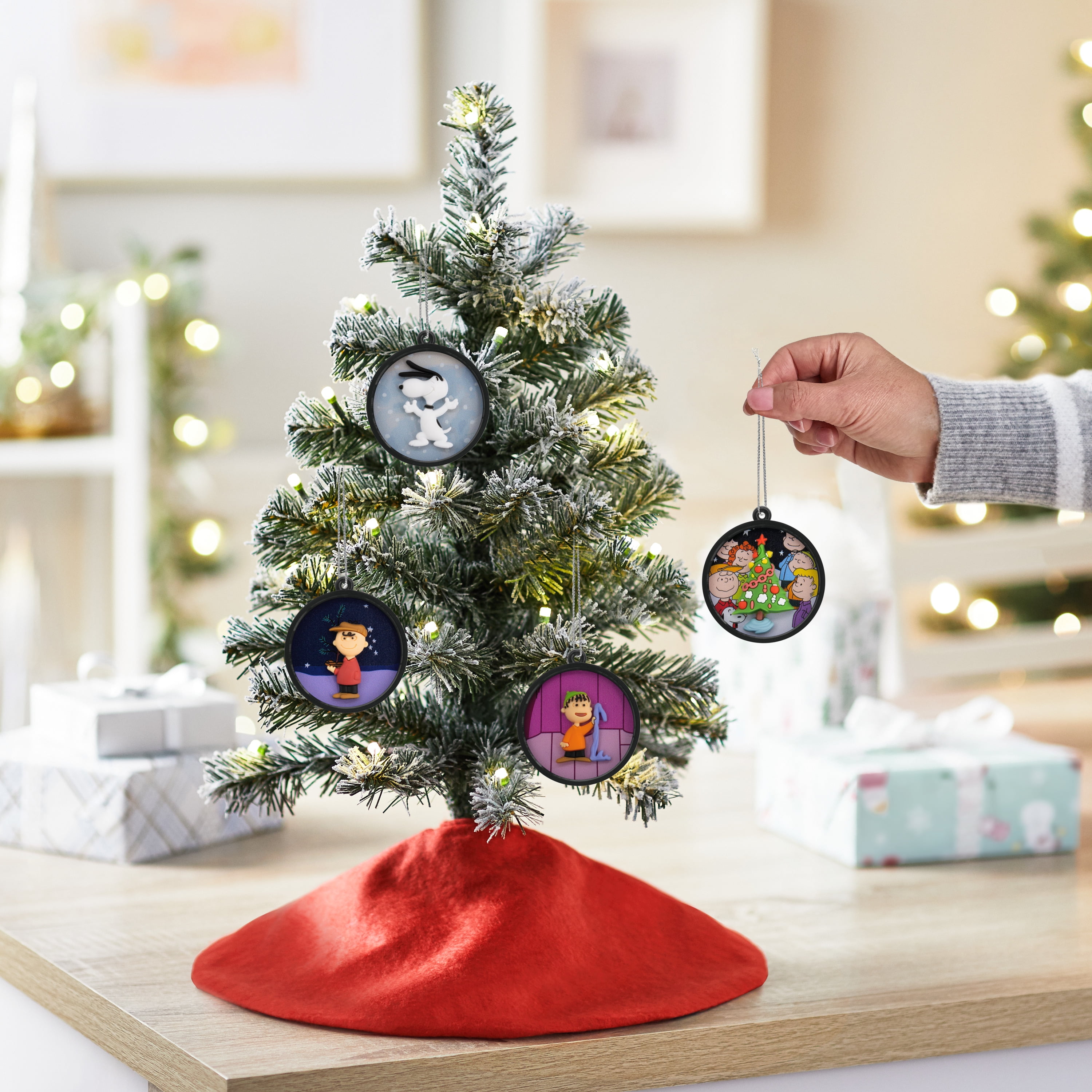 Hallmark Peanuts Scenes Mini Christmas Ornaments, Shatterproof, Set of 4