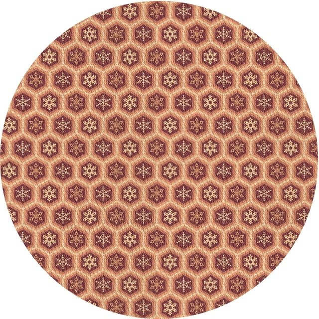 Ahgly Company Machine Washable Indoor Round Transitional Grapefruit Red Area Rugs, 3' Round