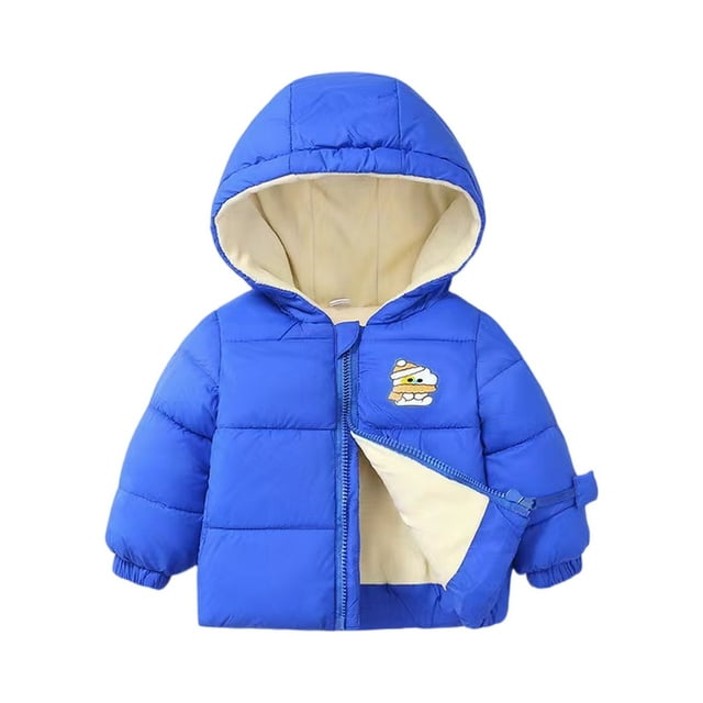Girl's Cropped Puffer Coat, Adorable Solid Color Design with Secure Pockets, Comfortable Short Jacket for Boys & Girls Daily Wear.Blue90