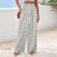 thumbnail image 4 of Stralyhd Womens Pants Leopard Print Wide Leg Drawstring Elastic Waist Flowy Palazzo Pants Lightweight Loose Summer Vacation Travel Outfits Gray L, 4 of 6