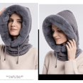 thumbnail image 3 of Gorro de lana suelto de una pieza para mujer, máscara con cordón, suéter de invierno con capucha, gorro de punto cálido (gris) Sincero Electrónica, 3 of 5