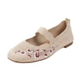 thumbnail image 3 of Casual Shoes for Women Lightweight Knit Mesh Embroidered Slip On Shoes For Casual Round Toe Flat Sneakers For Everyday Wear,White,CN:42(US:9), 3 of 8