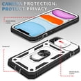 thumbnail image 3 of JTCASES for iPhone 11 Case, Sliding Camera Cover+ Rotating Ring Kickstand + Magnetic Car Mount + Inside Card Holder, Bracket Shockproof Frame Anti-drop PC TPU Heavy Duty Protection, Black/Silver, 3 of 11