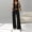 Black, variant on Women's Summer Vacation 2 Piece Outfits Sexy Deep V Neck Halter Tops and Pants Sets - Solid Color Sexy Going Out Suits, Trendy Plain Womens Tops with Wide- Leg Pants Summer Suits Coffee L