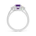 thumbnail image 2 of ANGARA Natural Three Stone 1.6 ct Amethyst and Half Moon Diamond Ring in 925 Sterling Silver for Women (Size-9x7mm) | February Birthstone, Anniversary, Jewelry Gift for Women | Natural Amethyst Ring, 2 of 9