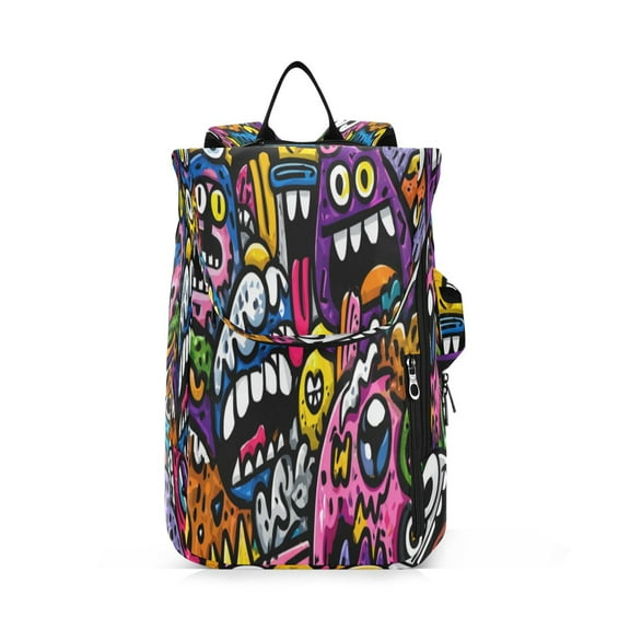 2 Racquet Holder Tennis Backpack Tennis Racket Covers Gym Bags Colorful Cartoon Monsters