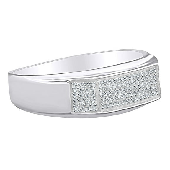 AFFY 0.40 Carat Round Shape White Natural Diamond Men's Wedding Band Ring 14K White Gold Over Sterling Silver Ring Size-9