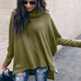 thumbnail image 4 of Azrian Plus Size Blouses Women's Fashion Casual Long Sleeve Solid Color Turtleneck Split Tops Blouse, 4 of 5
