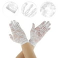 thumbnail image 2 of Unique Bargains 1 Pair Sunblock Mittens Flower Hollow Sun Block Driving Gloves for Women White, 2 of 5
