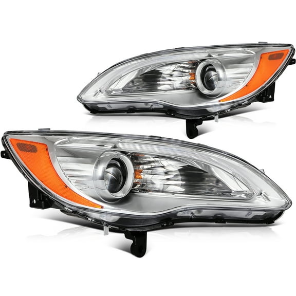 cciyu Headlight Assembly Replacement for 2011-2014 For Chrysler 200 Chrome Housing Driver and Passenger Side Headlamp 5182591AE CH2518140