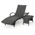thumbnail image 1 of Noble House Salem Grey Wicker Arm Lounge with matching Gray Wicker Accent Table, 1 of 36