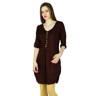 Kurta Leaves Designer Women Ethnic Kurti Cotton Top Tunic Dress -  Walmart.com