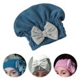 thumbnail image 1 of Coral Fleece Hair Drying Towels Head wrap with Bow-knot Shower Cap Hair Turban HairWrap Bath Cap For Women Girls Curly Long & Wet Hair, 1 of 8