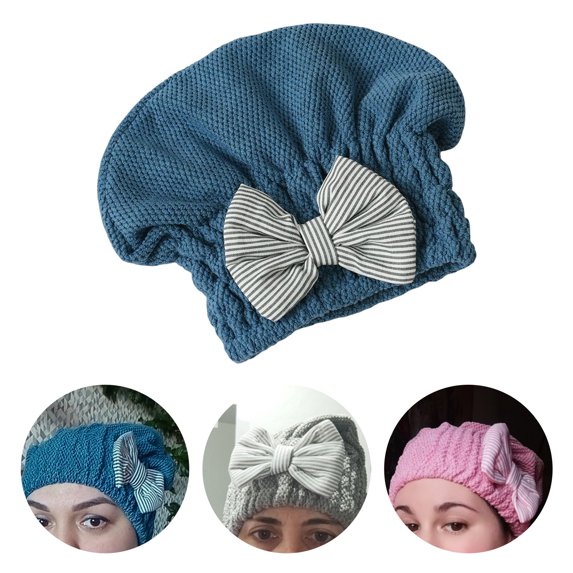 Coral Fleece Hair Drying Towels Head wrap with Bow-knot Shower Cap Hair Turban HairWrap Bath Cap For Women Girls Curly Long & Wet Hair