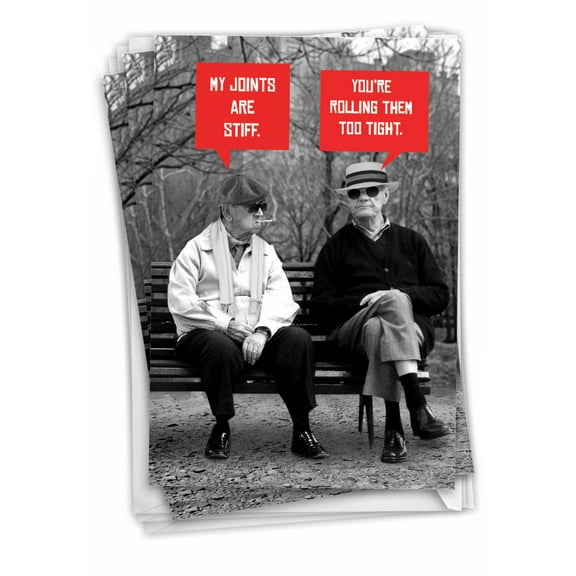 NobleWorks - Pack of 3 Funny Birthday Greeting Cards with 5x7 Envelopes (1 Designs, 3 Each) Vintage Stationary Set - Men Stiff Joints C7038BDG-C3x1
