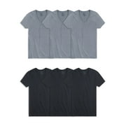 Fruit of the Loom Men's Black and Gray V-Neck Undershirt, 6 Pack, Sizes S-3XL