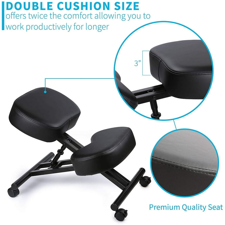 DRAGONN (By VIVO) Ergonomic Wood Rocking Kneeling Chair with Back Support,  Angled Posture Seat, Black (DN-CH-K05RB) 