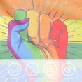 thumbnail image 2 of Fist Pattern Rainbow Color Flag Fist Pattern Love Always Win Rainbow Color Fade Resistant Flag, 2 of 5