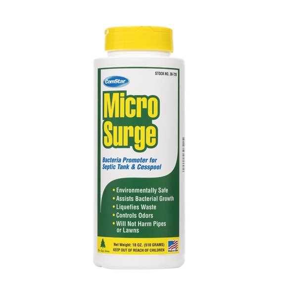 ComStar Micro Surge, 18 Ounces, Septic Tank and Cesspool Bacteria Promoter, Rapid Waste Liquefaction, Odor Control, Non-Toxic, Safe for Plumbing and Lawns, Septic Treatment (30-720)