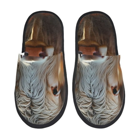 Balery Sunflower Cow In Flower Field Slient Indoor Furry Fleece Comfort House Shoes Soft Non-Slip Home Shoes Cotton slippers House Slippers-- Medium