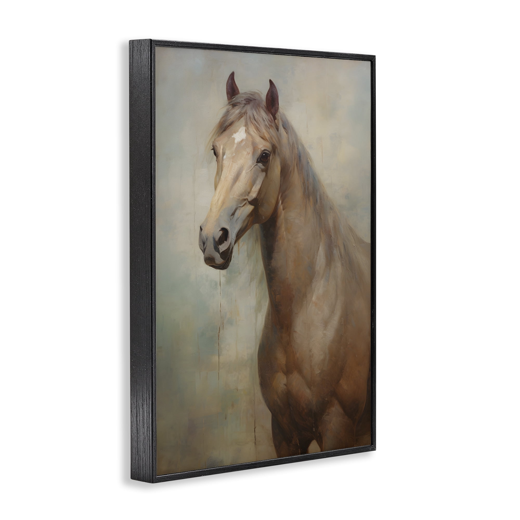 Stupell Industries Tan Horse Visage Animals & Insects Painting Black Framed Art Print Wall Art, 16 x 24