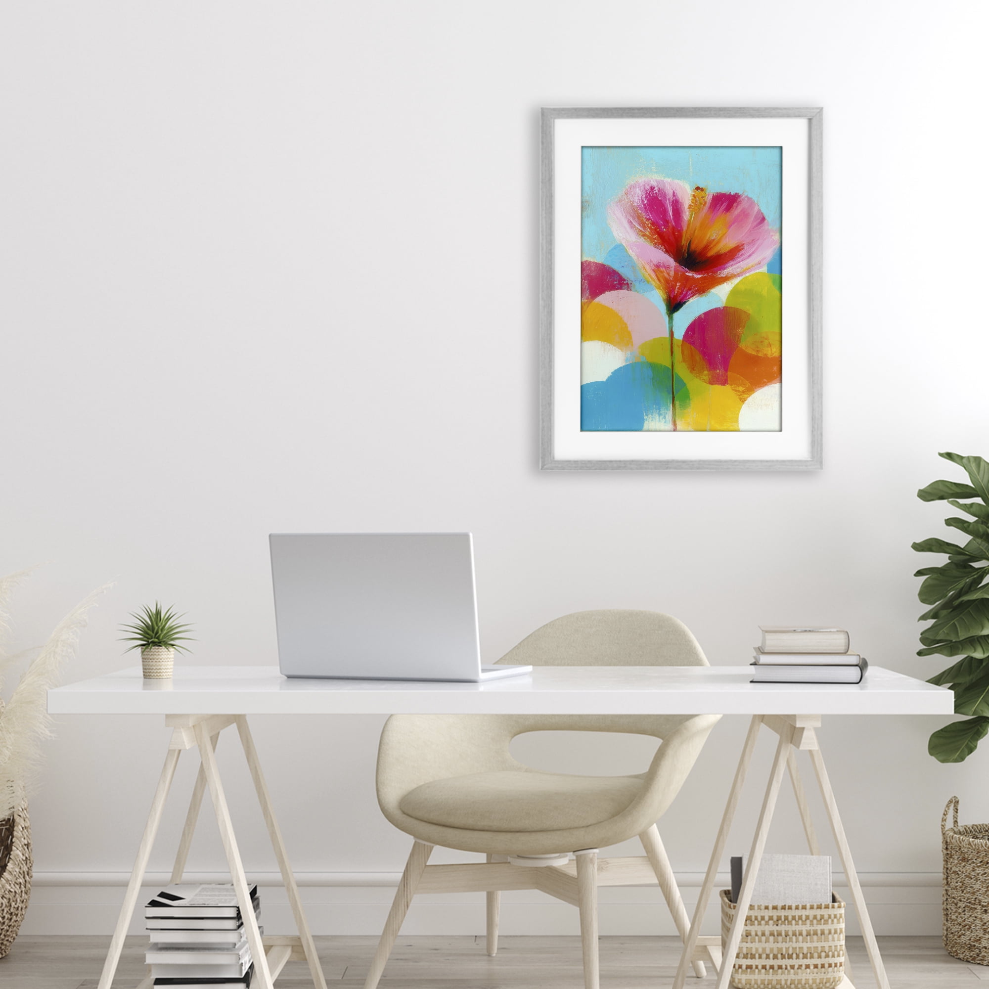 Stupell Industries Hibiscus In The Sun Gray Framed Print Under Glass, design by Chromatic Storm Studio