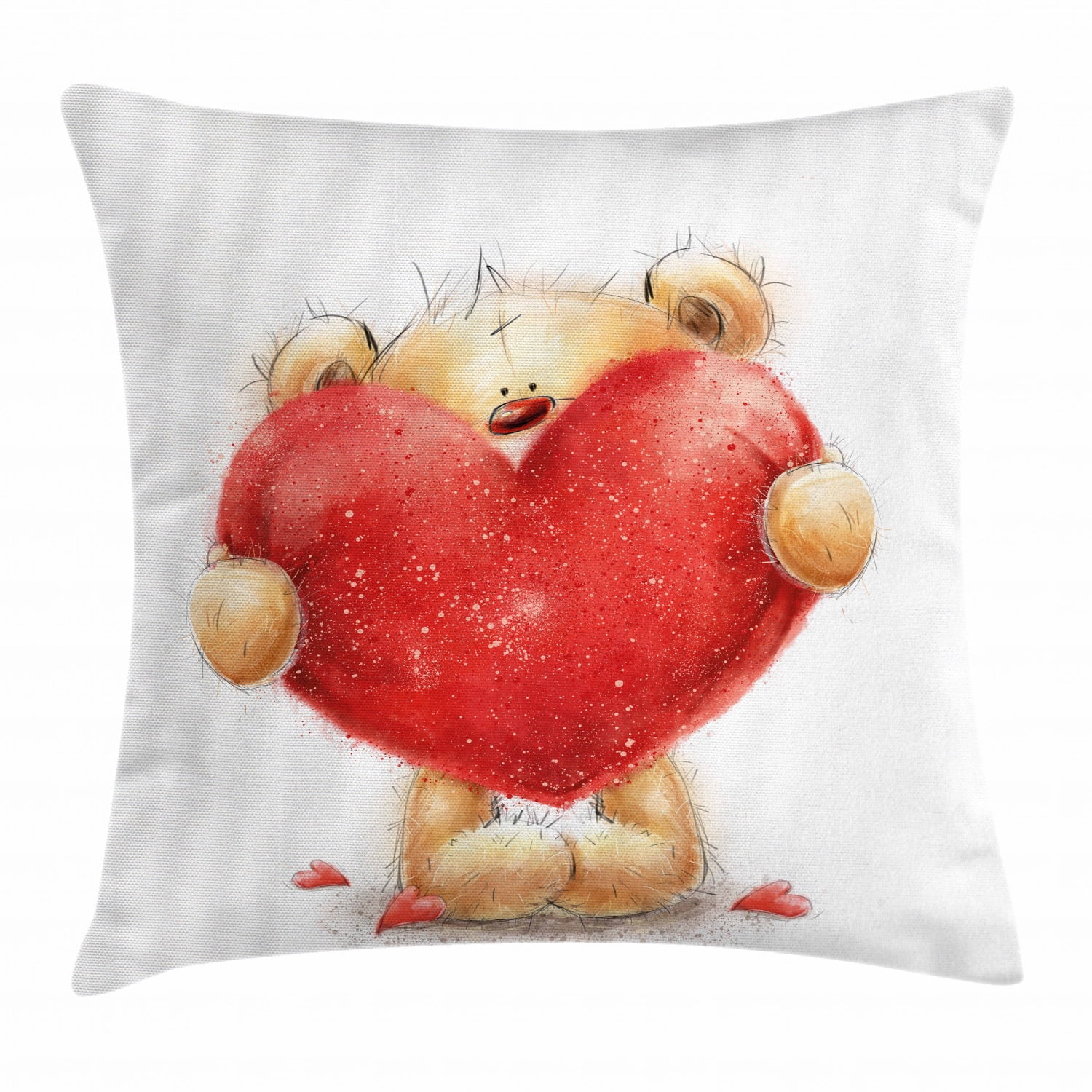 Bear Throw Pillow Cushion Cover, Valentine's Day Inspired Sweet Teddy