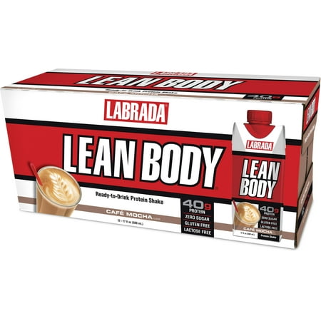 Labrada Lean Body Ready to Drink Protein Shakes, CafÃ© Mocha, 40g Protein, 17 Fl Oz, 12