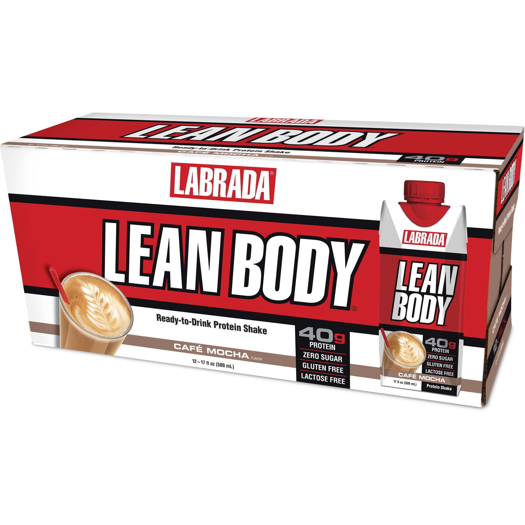 Labrada Lean Body Protein Shake, Cafe Mocha, 40g Protein, 17 Fl Oz, 12 Ct