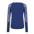 thumbnail image 6 of HNMKIU Women's V-Neck Pullover Blouse with Lace Long Sleeve Shirts for Women Off Shoulder Style Commuting Casual Top Z01_Blue，M, 6 of 9