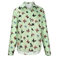 thumbnail image 4 of Blusa estampada de manga larga con botones sueltos en la parte superior de solapa casual de moda para mujer Fridja  bvmnju7617, 4 of 8