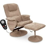 Relaxzen Comfort Massage 8 Motor Recliner and Ottoman, Beige