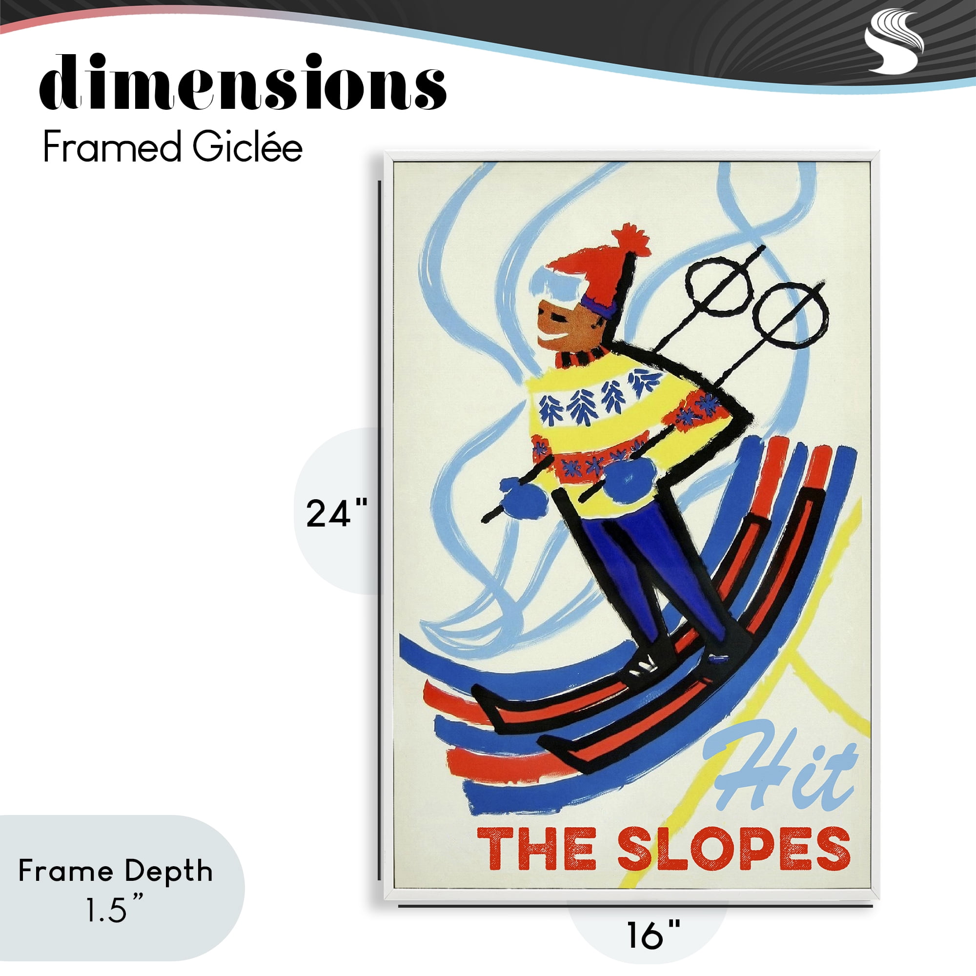 Stupell Industries Vintage Hit The Slopes White Framed Giclee Art, design by Grotto Studios