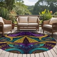 thumbnail image 4 of Round Rugs 6Ft, Yellow Purple Green Round Area Rug Washable Indoor Throw Carpet, Modern Abstract Art Geometric Soft Non Slip Circle Rug for Office Cabinet Home Decor Aesthetic, 4 of 8