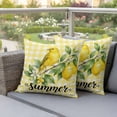 thumbnail image 3 of Pack of 2 Yellow Lemon Outdoor Pillow Covers Decorative, Waterproof Pillow Protector, Summer Farmhouse Fruits Birds Leaves Plaid Throw Pillowcases Accent Cushion Cases for Patio Couch Sofa 18"x18", 3 of 8