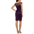 thumbnail image 2 of XSCAPE Womens Purple Zippered Lined Cap Sleeve Round Neck Knee Length Party Sheath Dress 12, 2 of 2