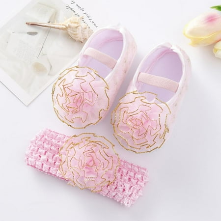 

Baby Girls Soft Soled Princess Shoes with Hair Band