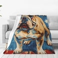 thumbnail image 4 of Salouo Patriotic Bulldog Welcome Print Bed Blankets,Flannel Blanket Comfortable Air Conditioning Blanket Lightweight Blanket for Sofa Bed Travel & Couch -50"x40", 4 of 8
