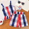 thumbnail image 6 of Povozer 4th of July Clothes for Kids 250 Anniversary Toddler Girl Outfit Star Ruffled Spaghetti Strap Tops Shorts Baby Girl Summer Clothes Size 3-4 Years,Light Pink, 6 of 8