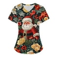 thumbnail image 2 of Titcea Christmas Scrub Tops Women Christmas Printed Short Sleeved V Neck Scrub Tops with Pockets Lightweight Stretchy Working Uniform, 2 of 5