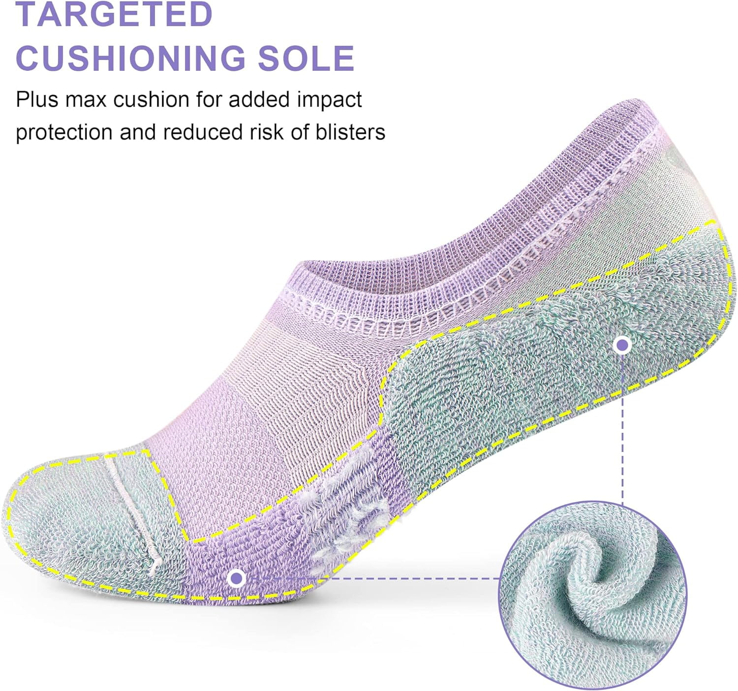 No Show Socks Womens Athletic Cushion Ankle Footies Low Cut Socks 5-6 Pairs